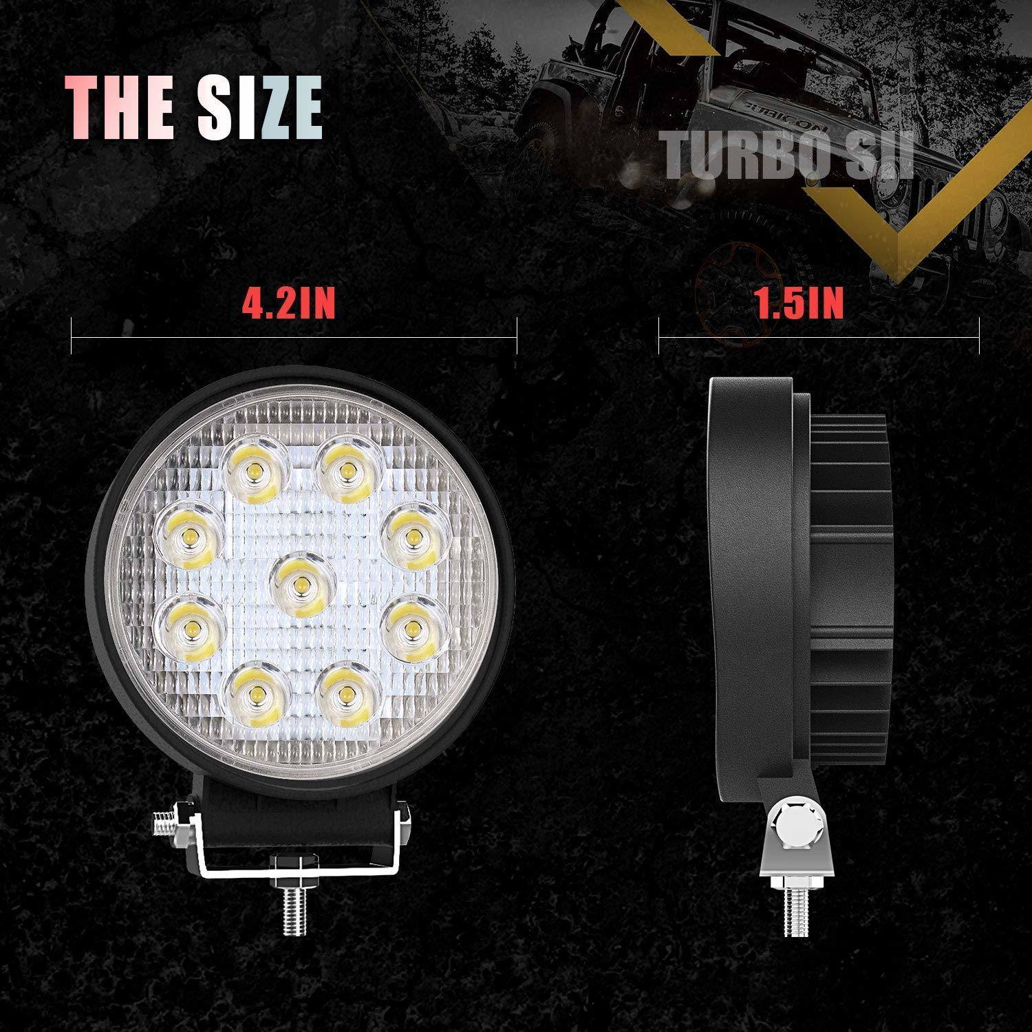 Paquete de 4 luces LED de trabajo LED Flood Round Pods de 4 pulgadas y 27W